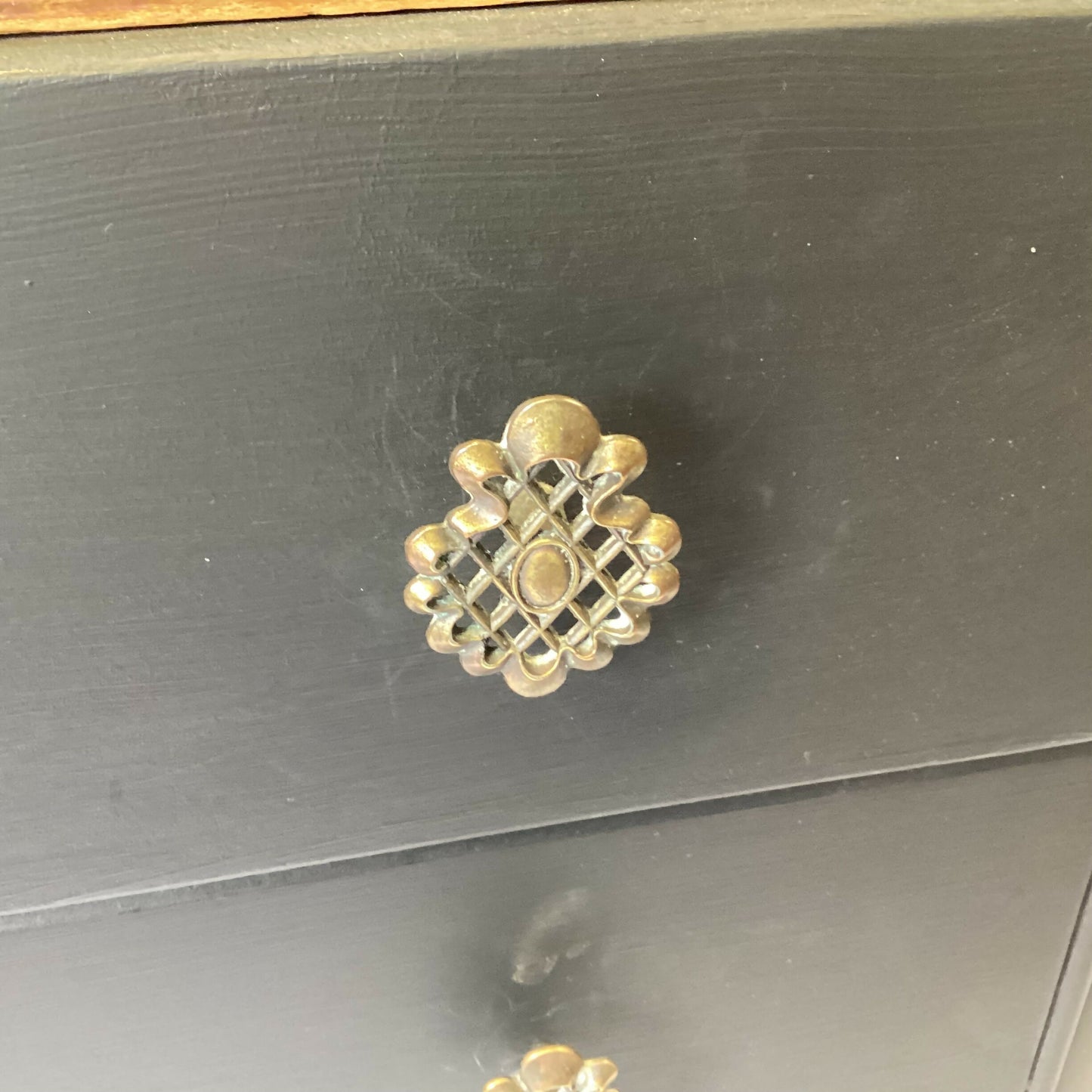 Charming Harris Lebus 5 Drawer Chest With Brass Handles and Carved Detail. £255