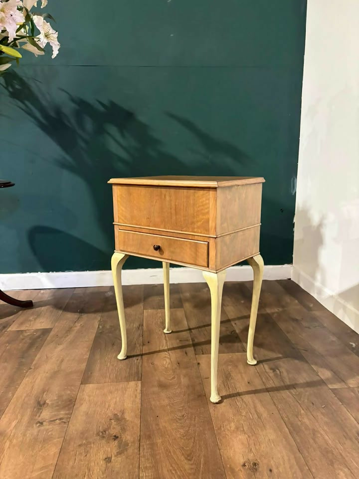 Vintage Walnut Sewing Box on Cabriole Supports