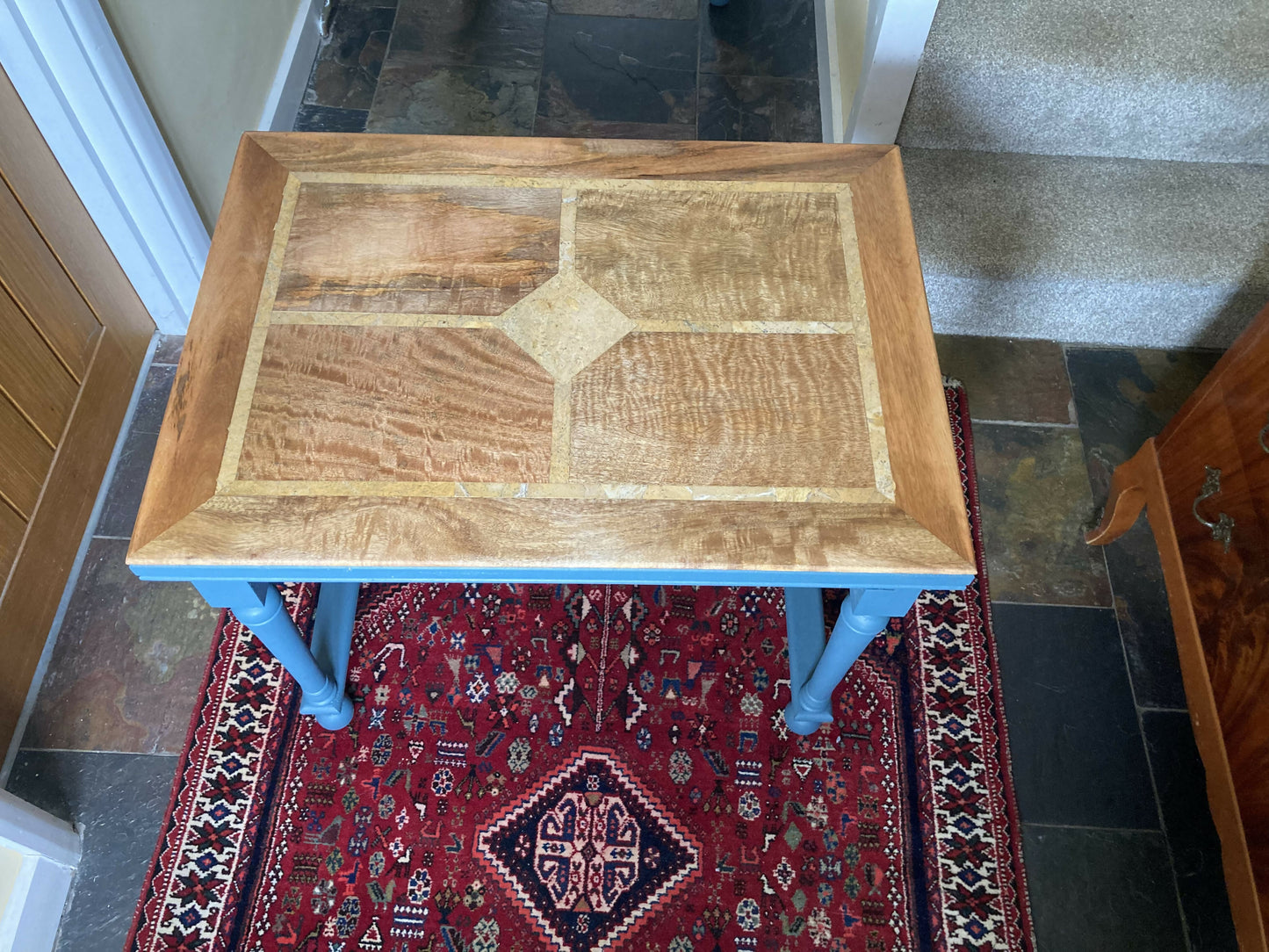 Solid Oak Inlaid Table Nest of 2