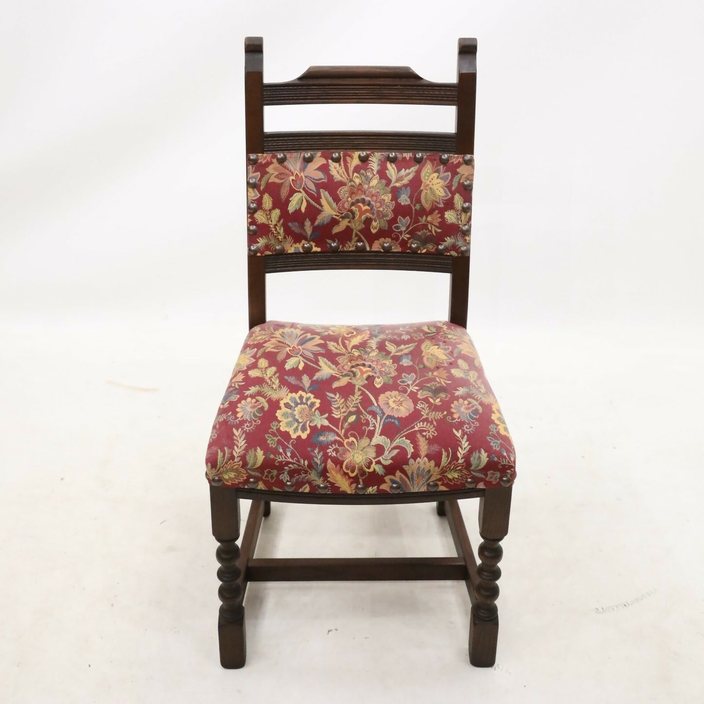 6 Old Charm Dining Chairs Tudor Brown Studded Upholstery FREE UK Delivery
