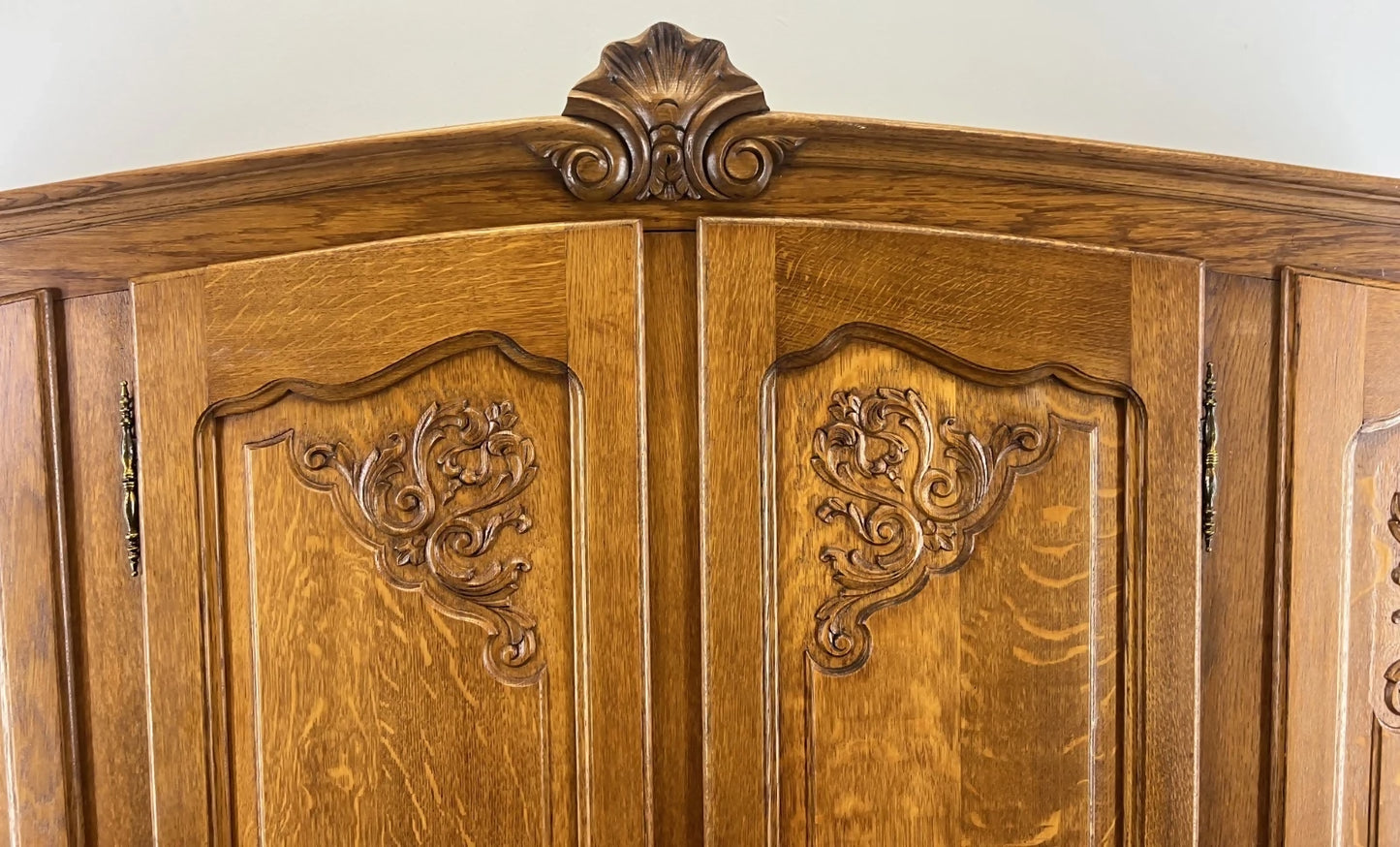 Wardrobe Vintage French Louis XVI Style Oak Four Door Armoire LOT 4814