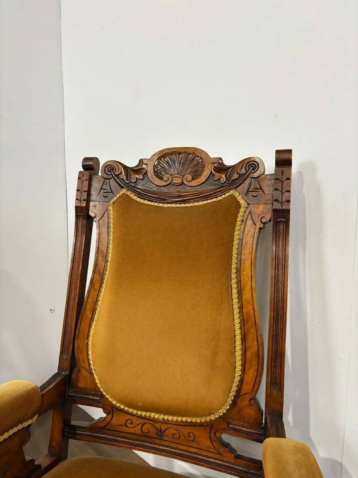 Pair of Edwardian Walnut “His & Hers” Armchairs