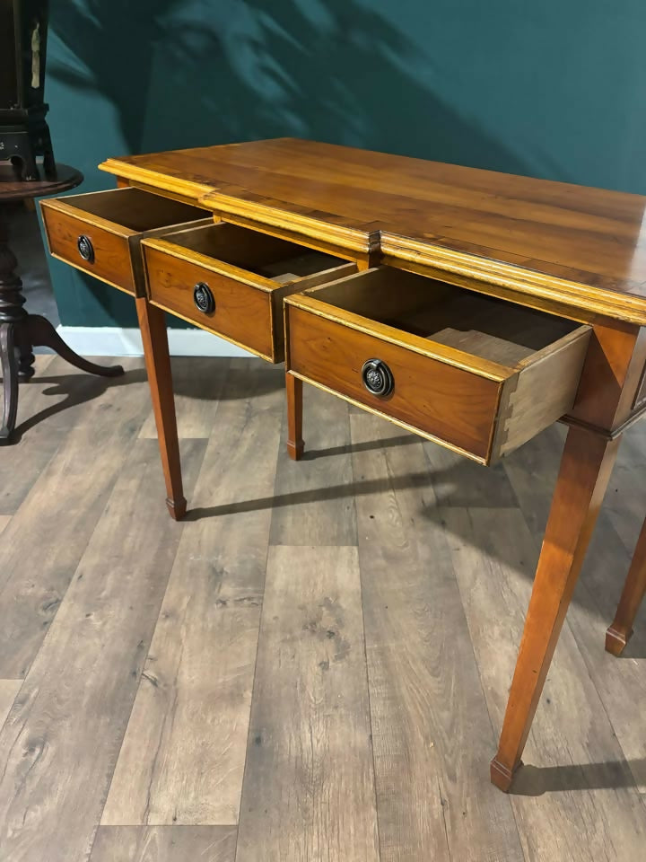 Reproduction Yew Wood Breakfront Console Table2