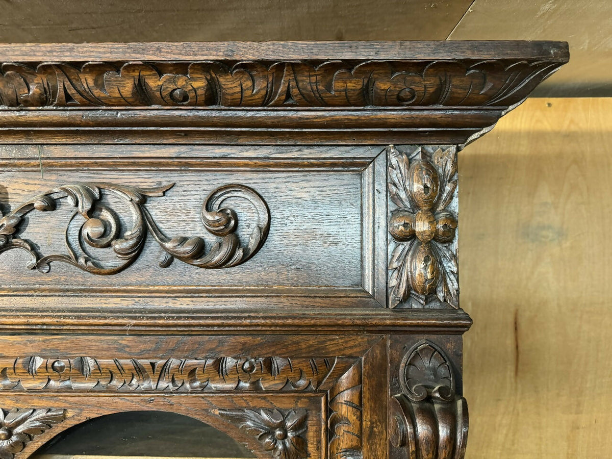 French Carved Oak Hunting Cabinet
