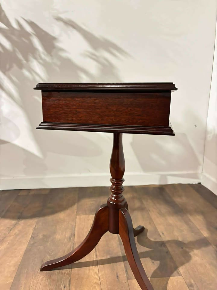 Vintage Reproduction Mahogany Rectangular Tripod Table with Single Drawer