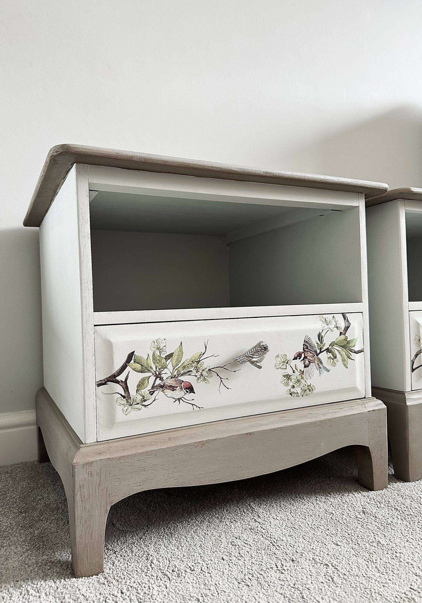 Set of Bird Design Tables, Bedsides, Drawers