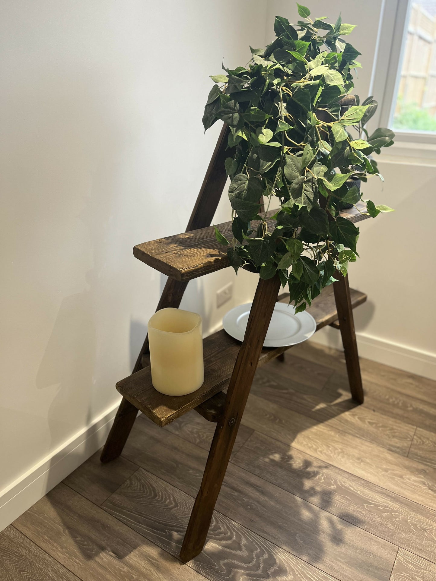 Rustic vintage style stepladder display
