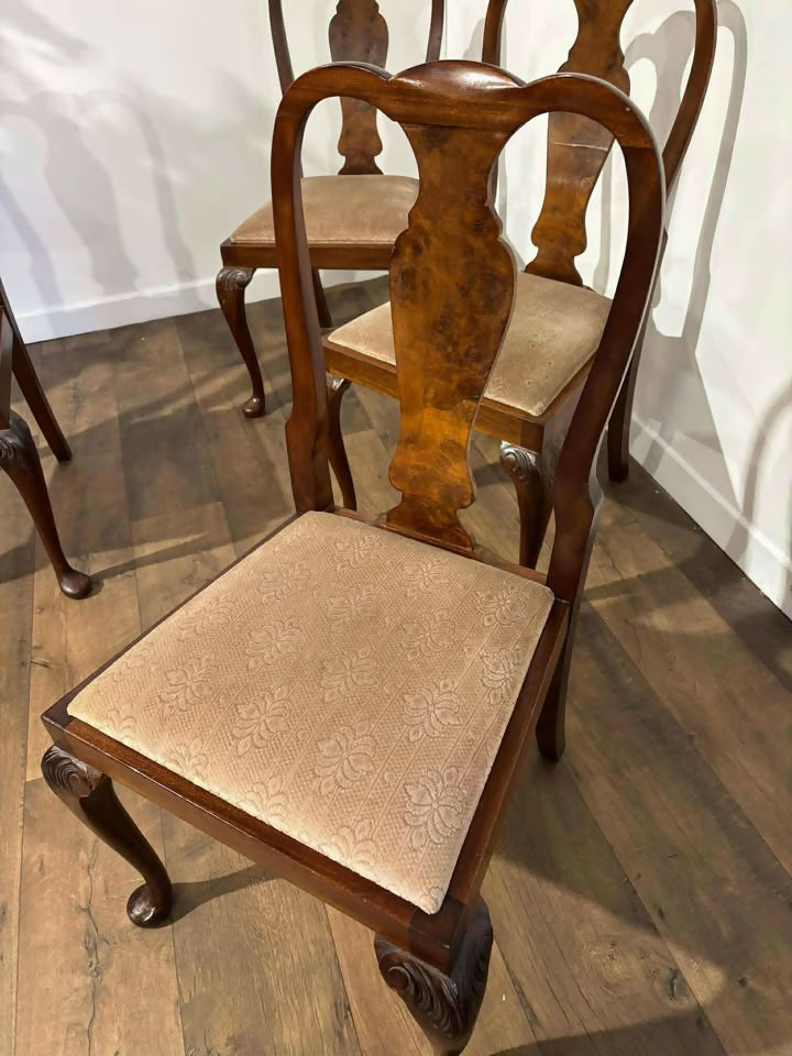Set Of Four Georgian Style Walnut Dining Chairs