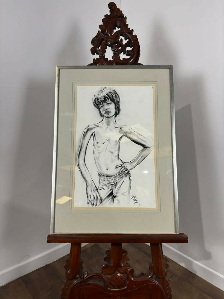 Charcoal Drawing - Young Mick Jagger by Geoffrey Bernard