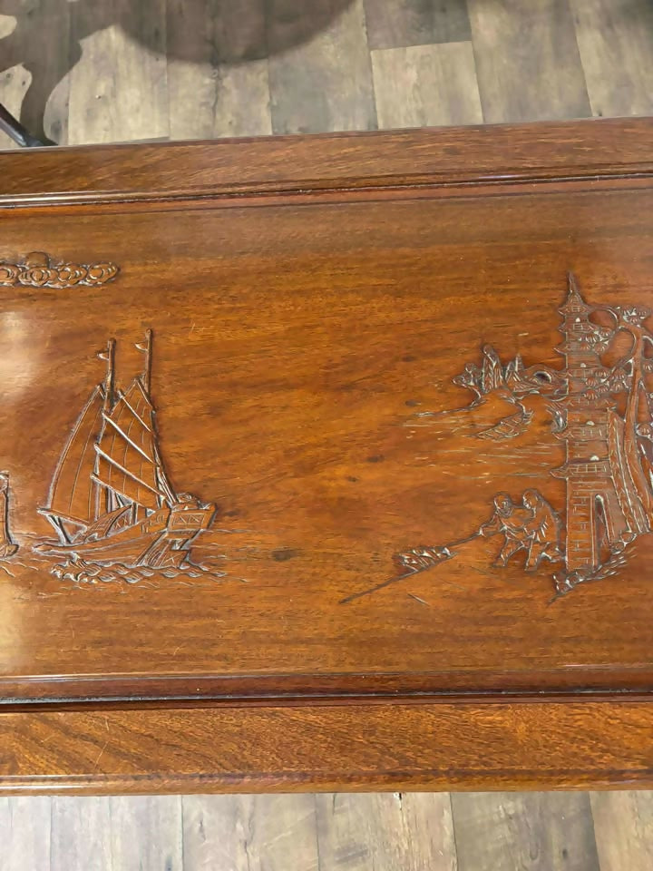 Oriental Carved Camphor Wood Blanket Box