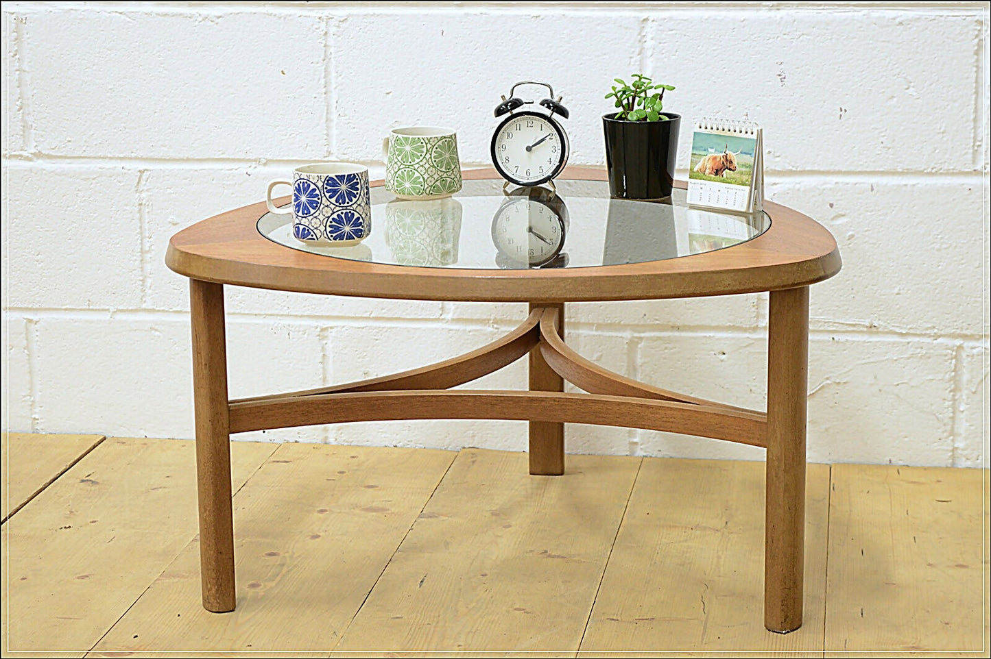 Vintage coffee table teak Nathan glass top mid century danish design