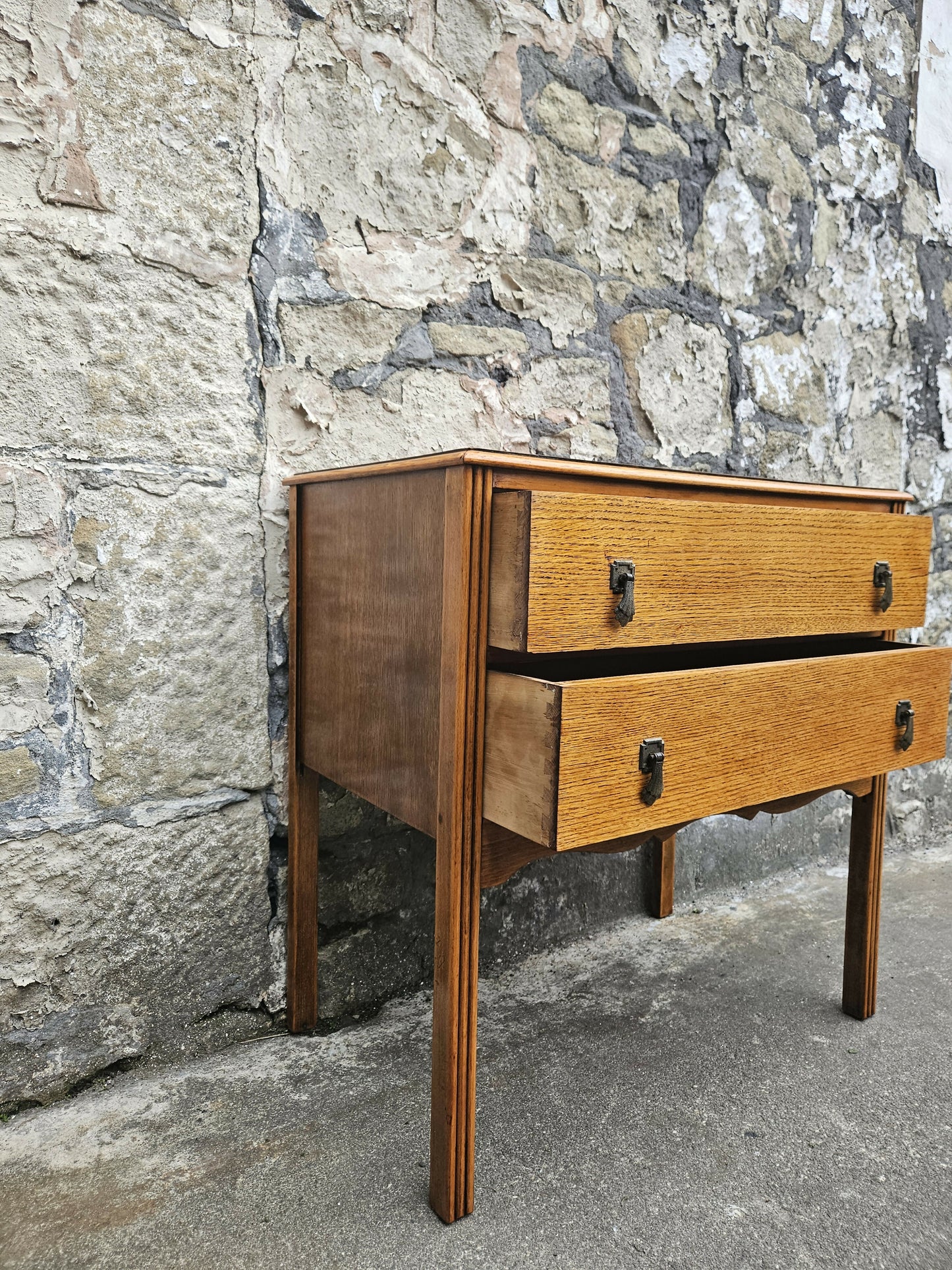 Vintage Chest Of Drawers Two Drawer Oak Cabinet Furniture Tallboy Super Proportions And Detailing