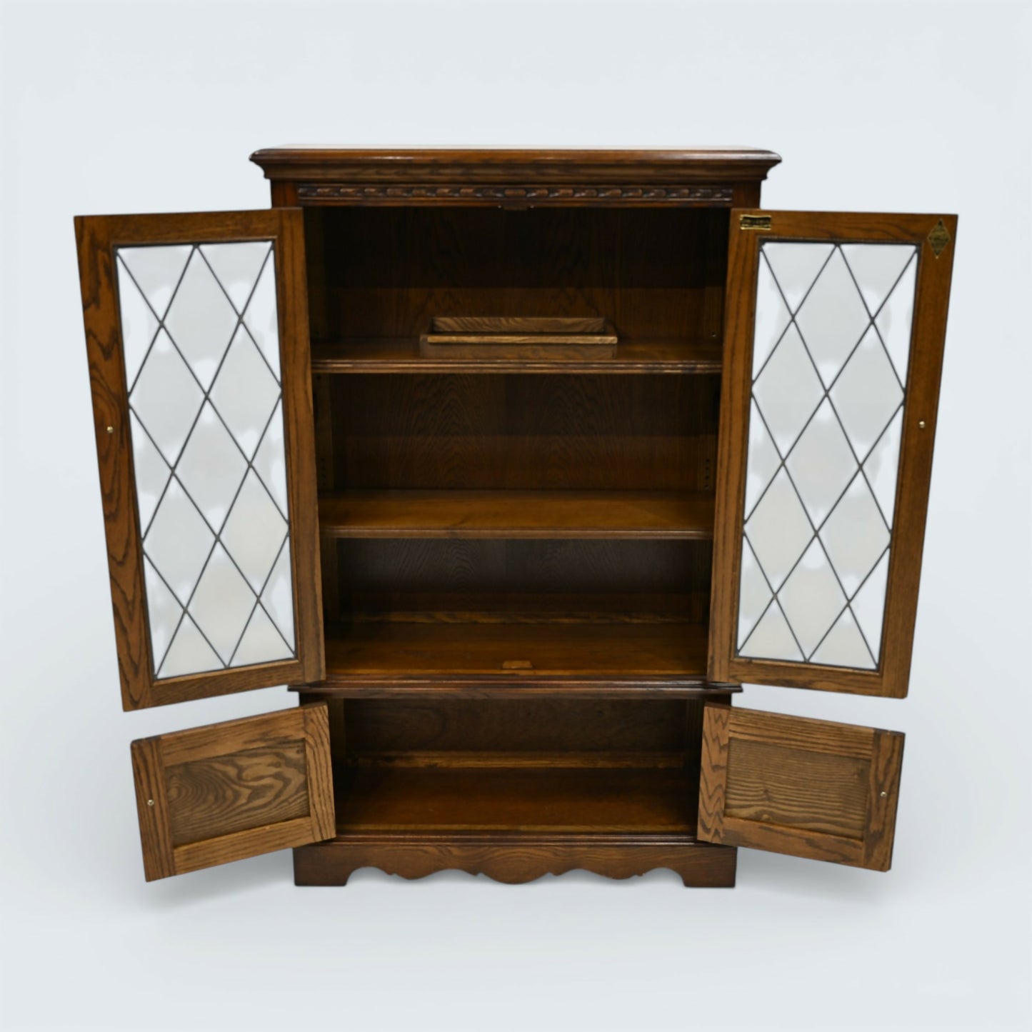 Old Charm Vintage Display Cabinet Bookcase 2 Shelves Carvings FREE UK Delivery