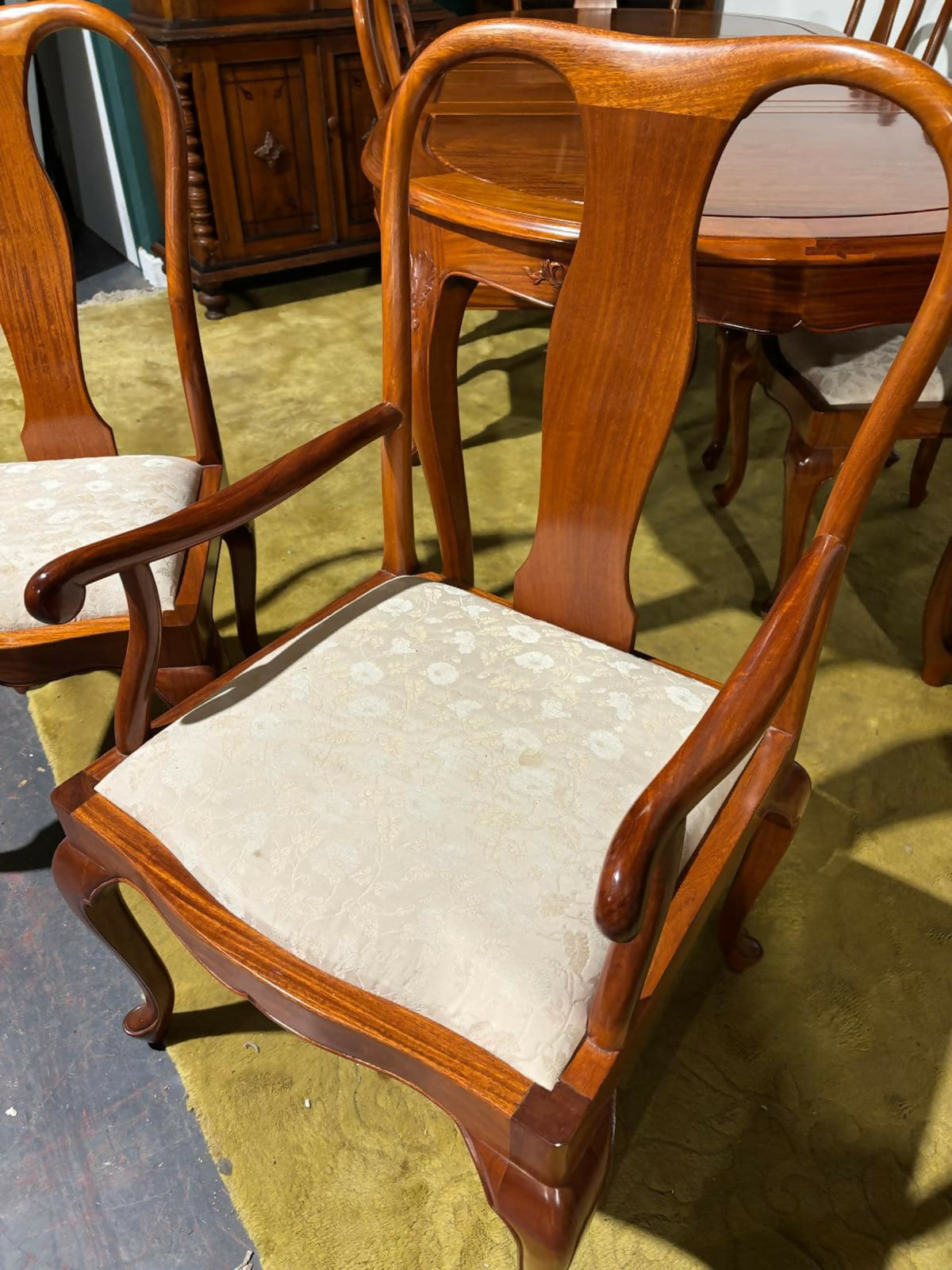Vintage oriental style Chinese rosewood extending dining room table 3