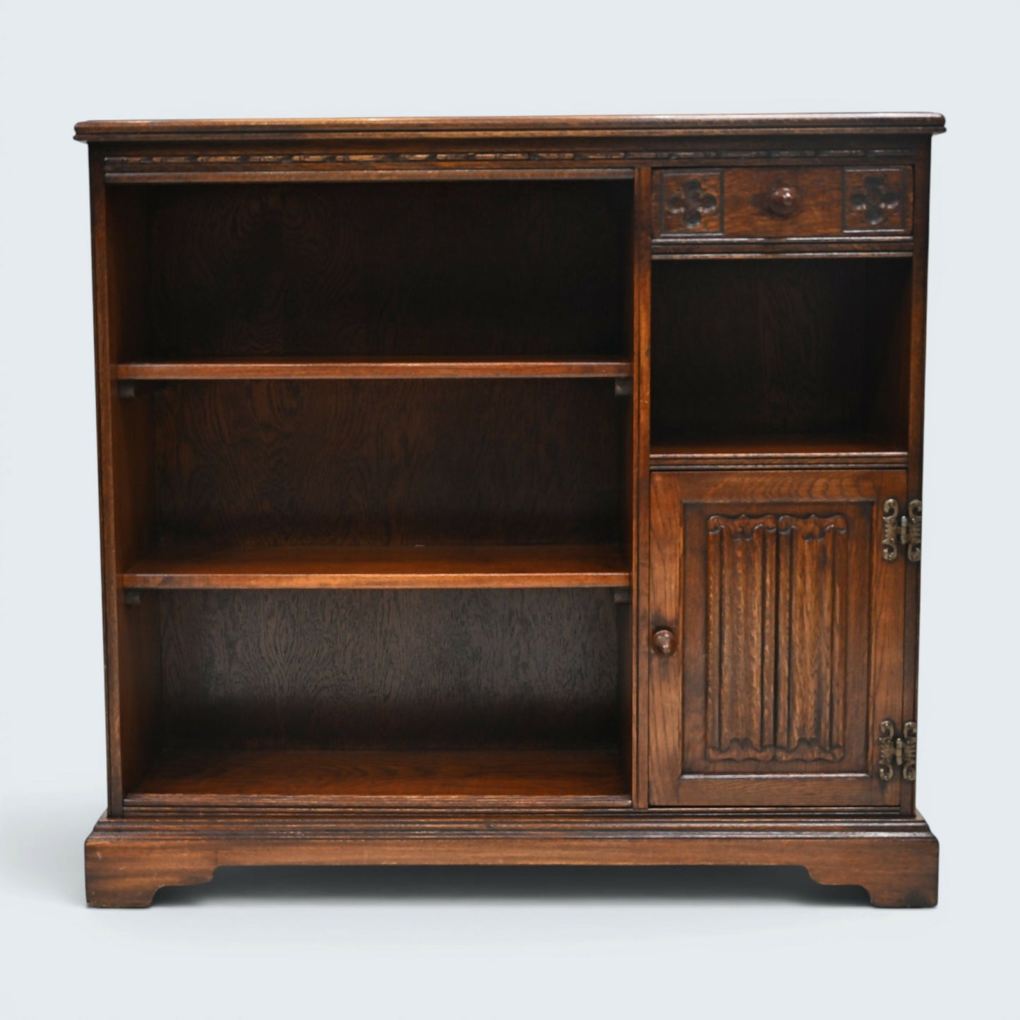 Old Charm Narrow Bookcase Cupboard Drawer Tudor Brown Finish FREE UK Delivery*
