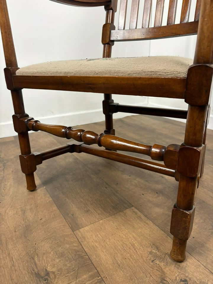 Reproduction Bar Back Mahogany Framed Armchair