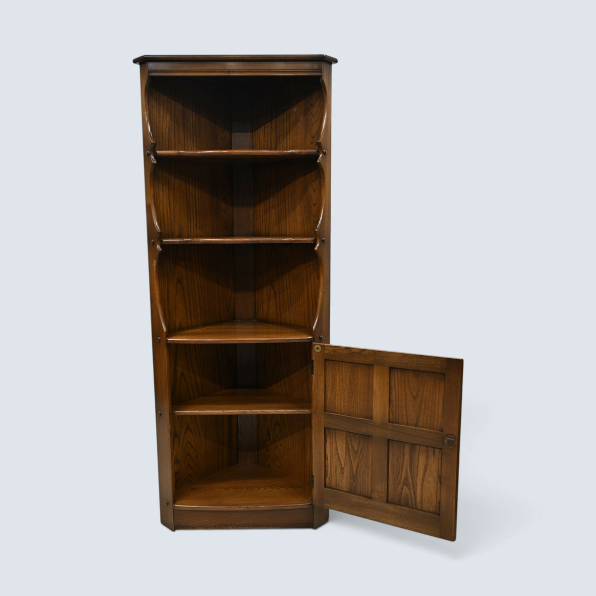 Genuine Ercol Corner Cabinet with Shelves and Cupboard #474 EXC FREE UK Delivery