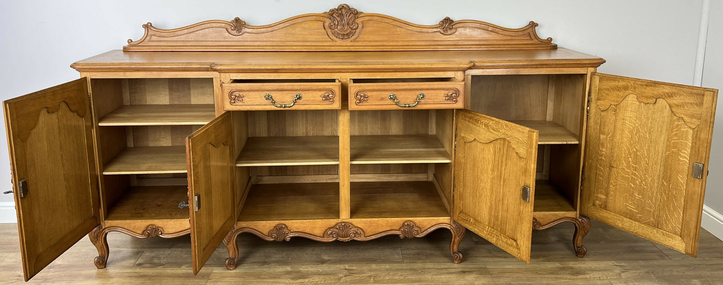 Sideboard Vintage French Louis Style Oak 4 Door Cupboard Carved Cabinet LOT 6362