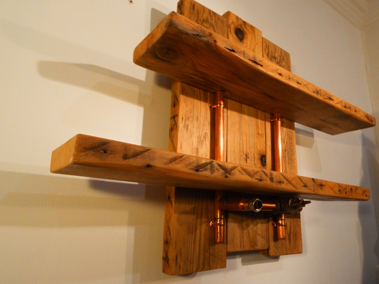 Upcycled pine handmade shelves