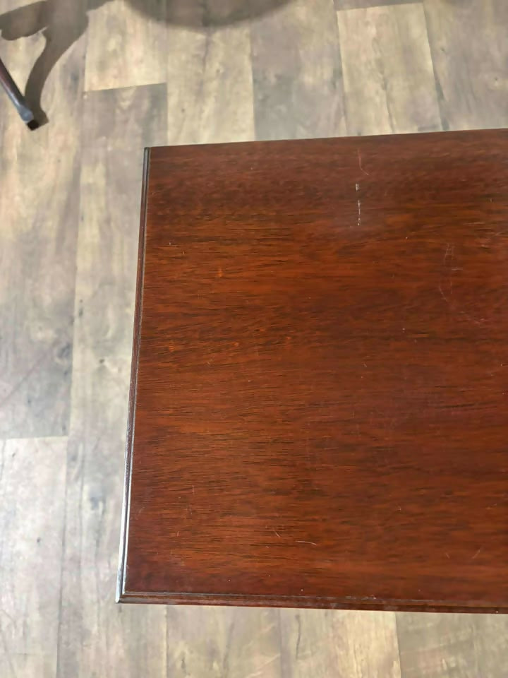 Vintage Reproduction Mahogany Rectangular Tripod Table with Single Drawer