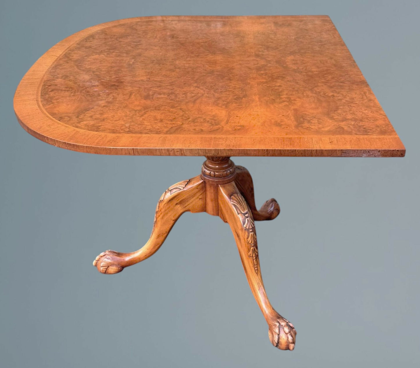 Twin Pedestal Burr Walnut Extending Dining Table