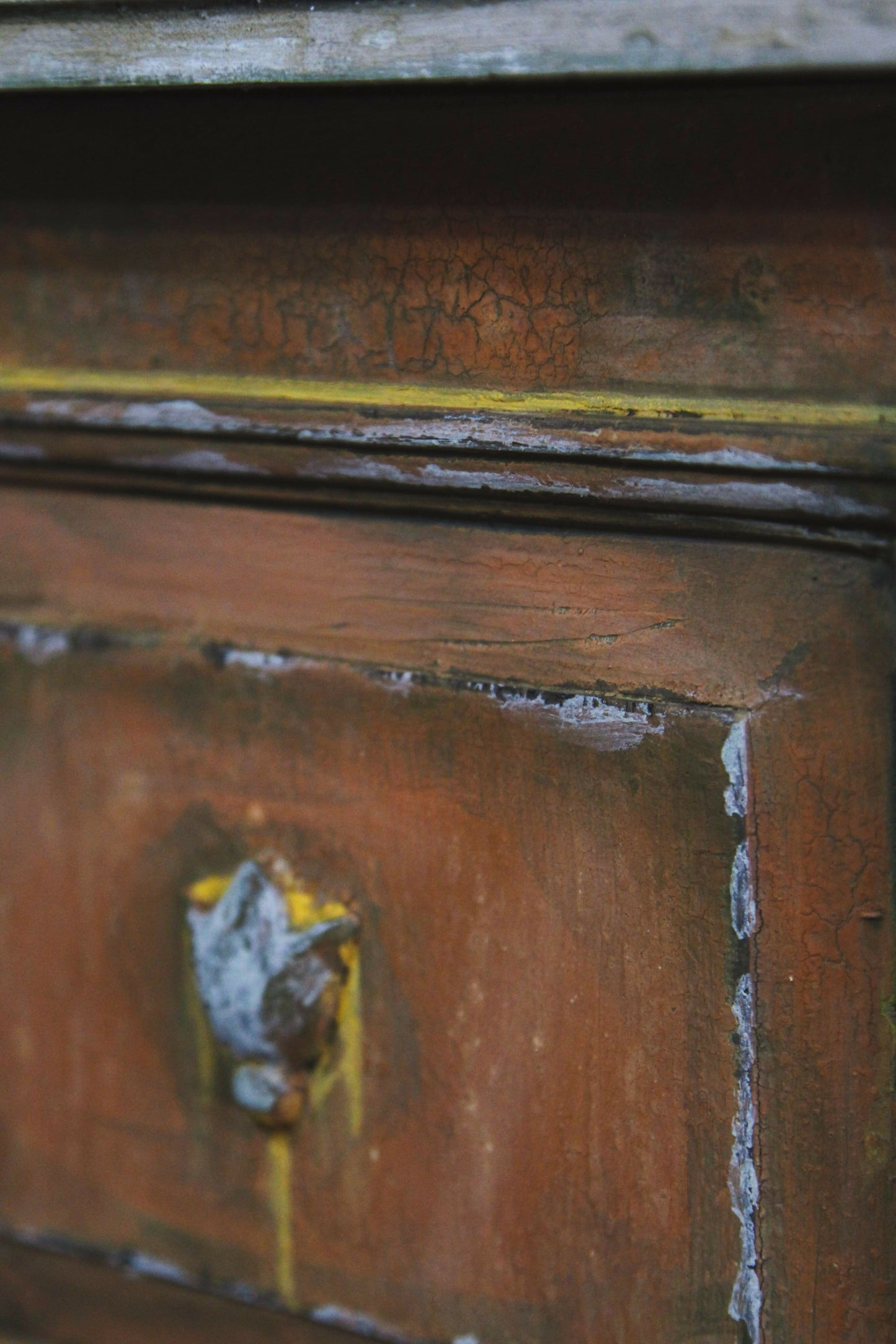 SOLD !!! Vintage Bedside Cabinet, Patina Bedside Cabinet, Orange Cabinet, Painted Bedside Table