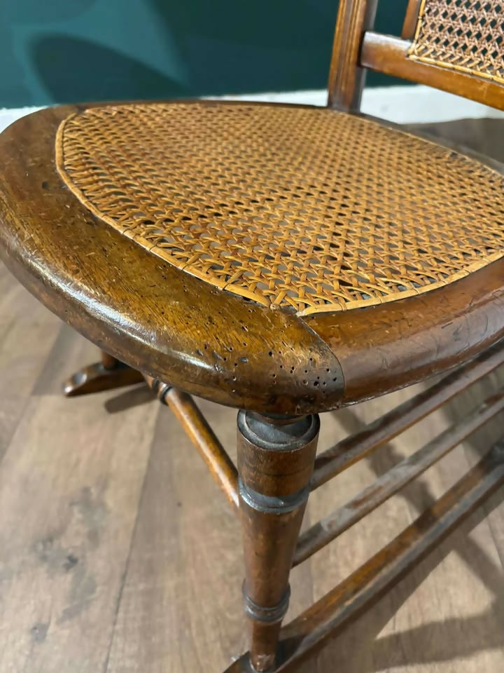 Edwardian Mahogany Rocking Chair with Berge Style Seat & Back Panelz