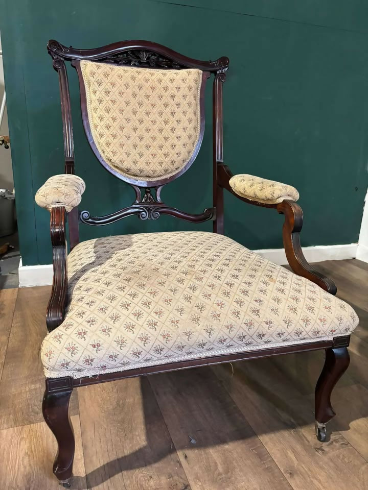 Pair Of Antique Mahogany Framed Drawing Room Chairsb