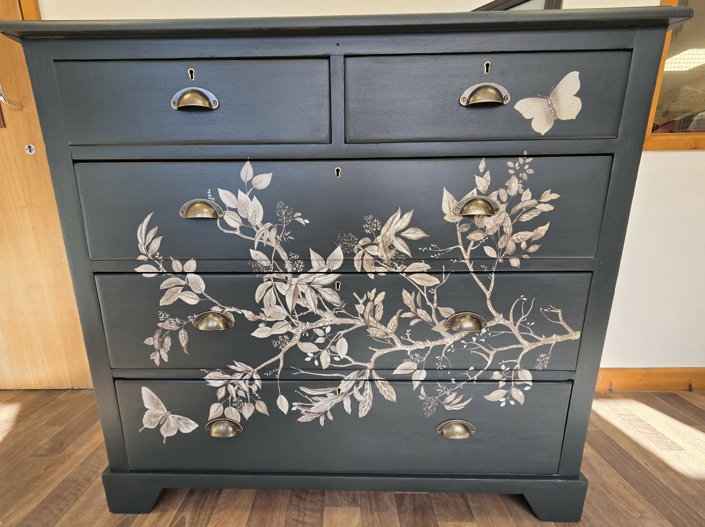 Large mid-century pine chest of drawers
