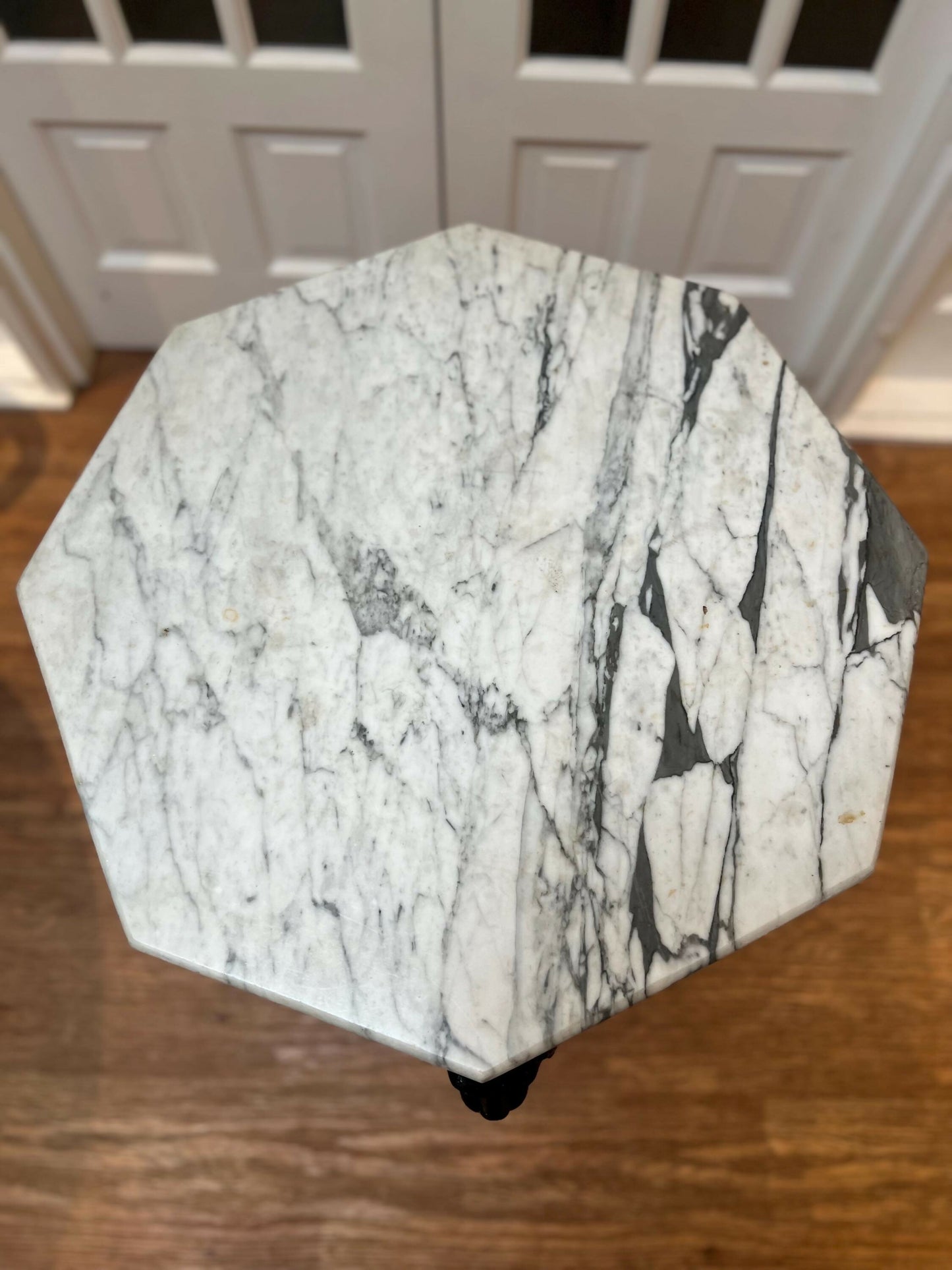 Cast Iron Lions Head Table with Marble Top