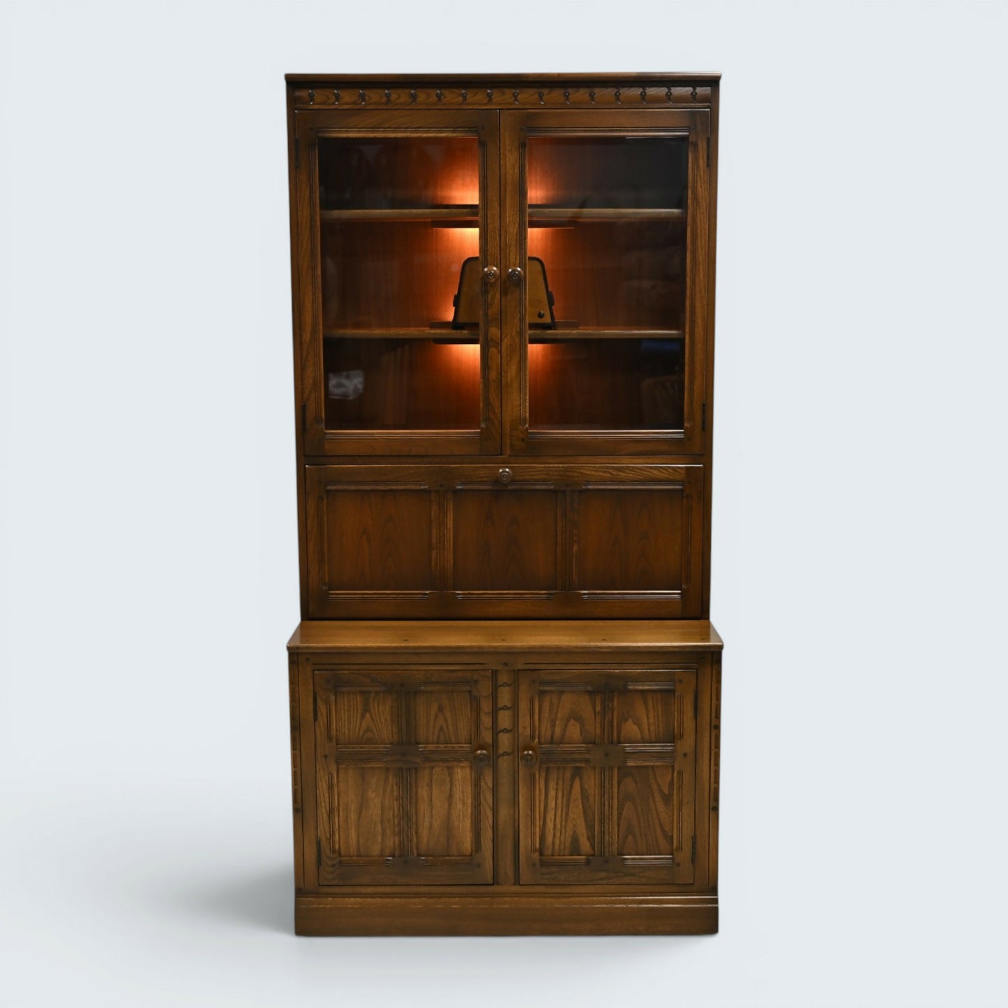 Ercol Mural Wall Unit Drinks Display Cabinets Solid Elm EXC FREE UK Delivery