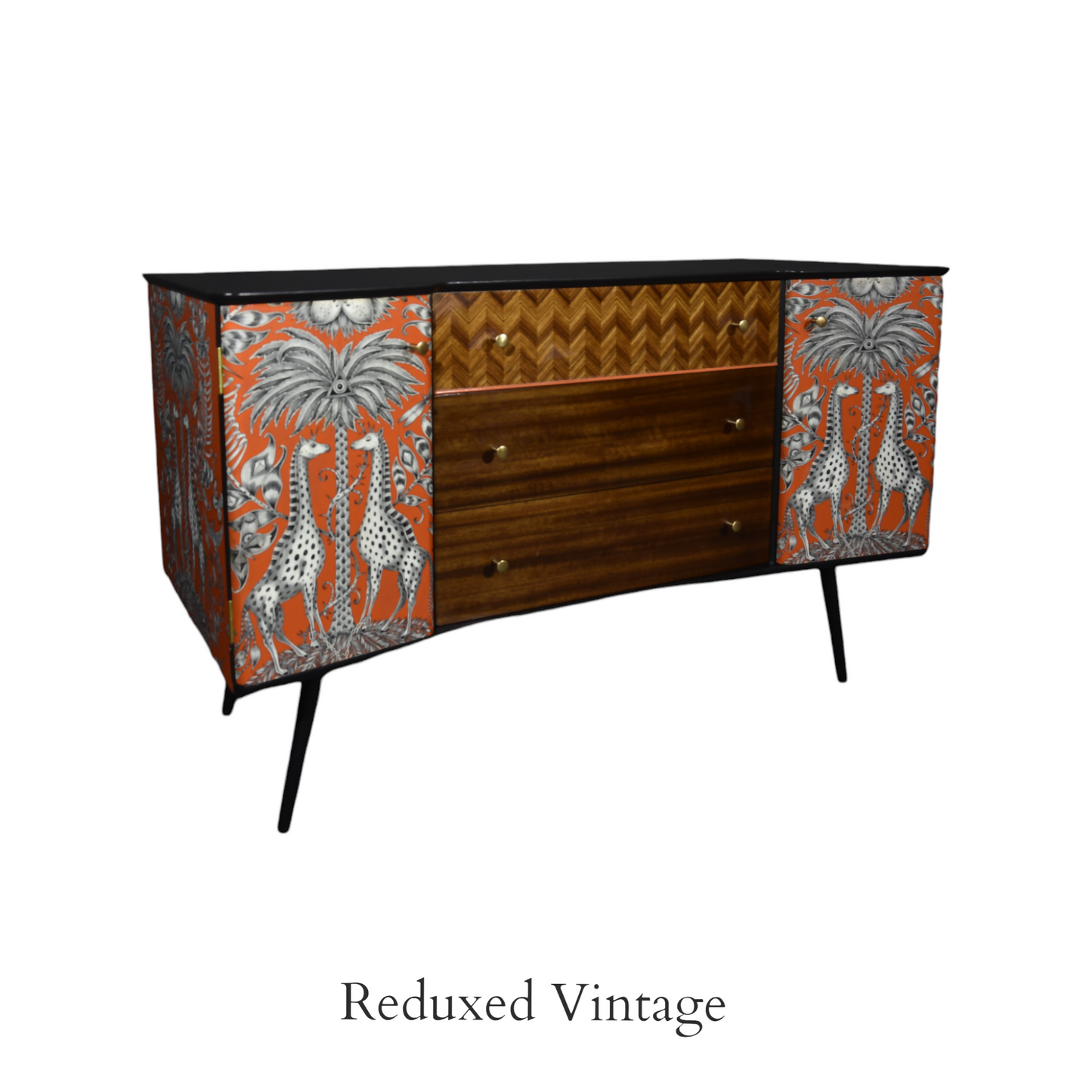 Sideboard, decoupage, hand painted, storage, MCM, uniflex, diningroom, sittingroom