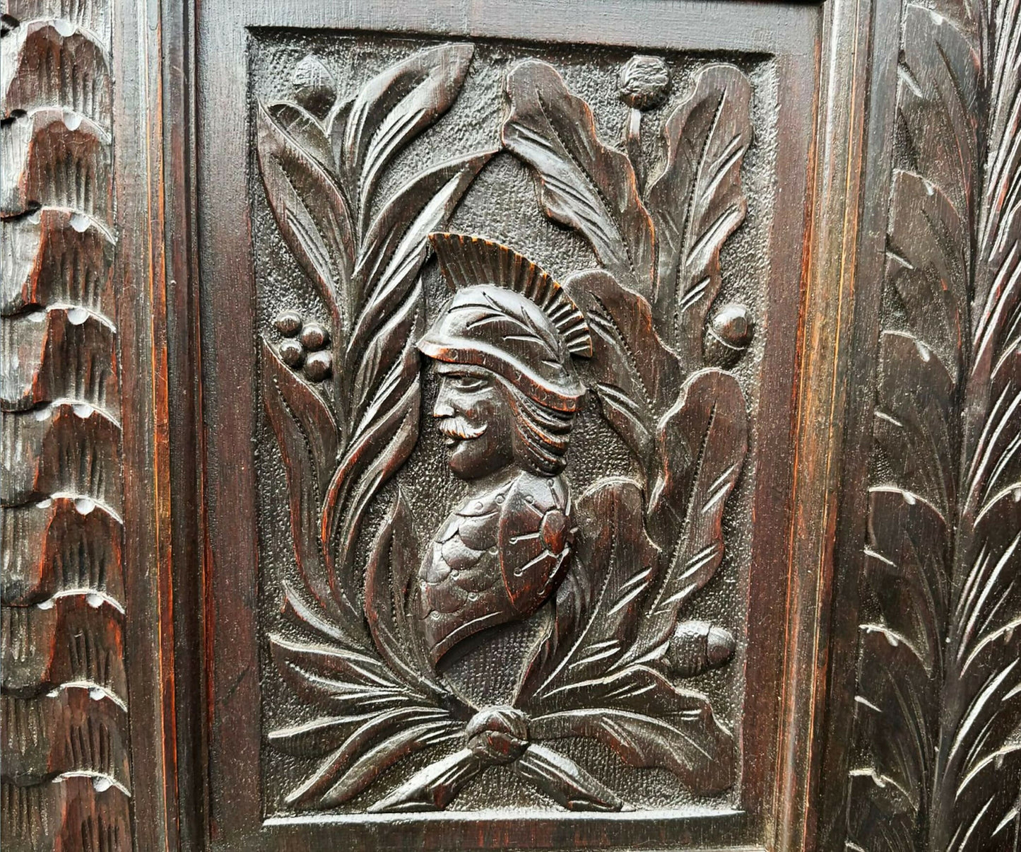 A Late Victorian Carved Oak Box Settle / Hall Bench