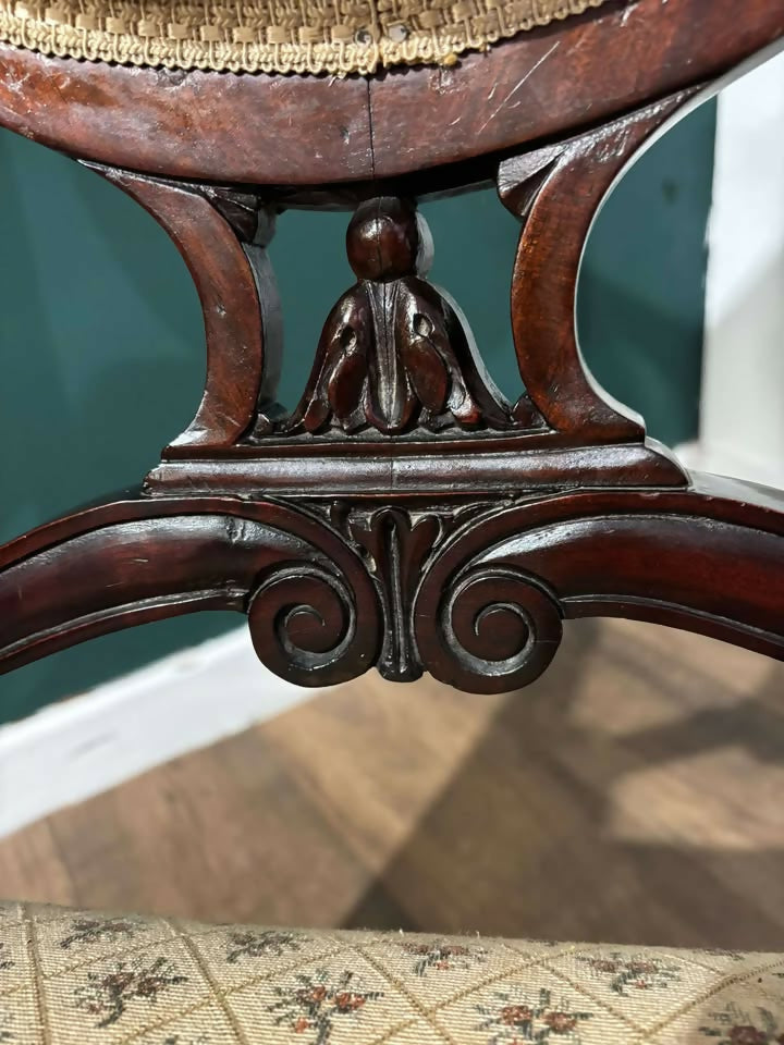 Pair Of Antique Mahogany Framed Drawing Room Chairszz