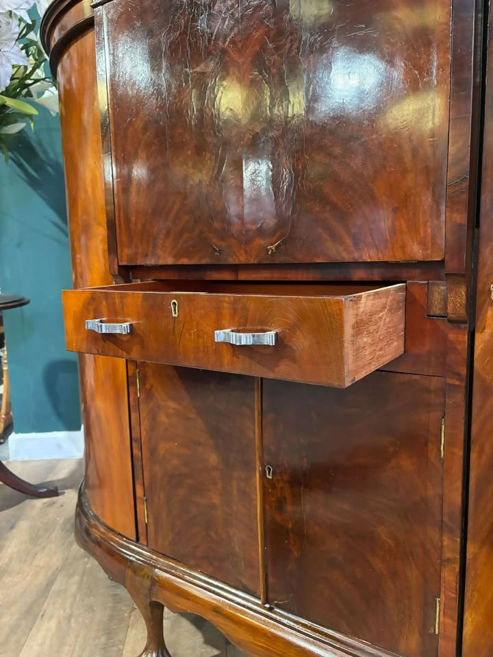 Vintage Mahogany Bureau with Side Cupboardszx