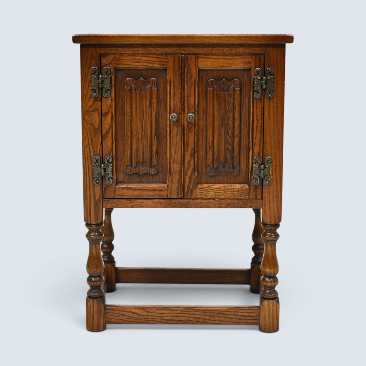 Old Charm Pedestal Cabinet/Side Table Linenfold Doors #1582 FREE UK Delivery*