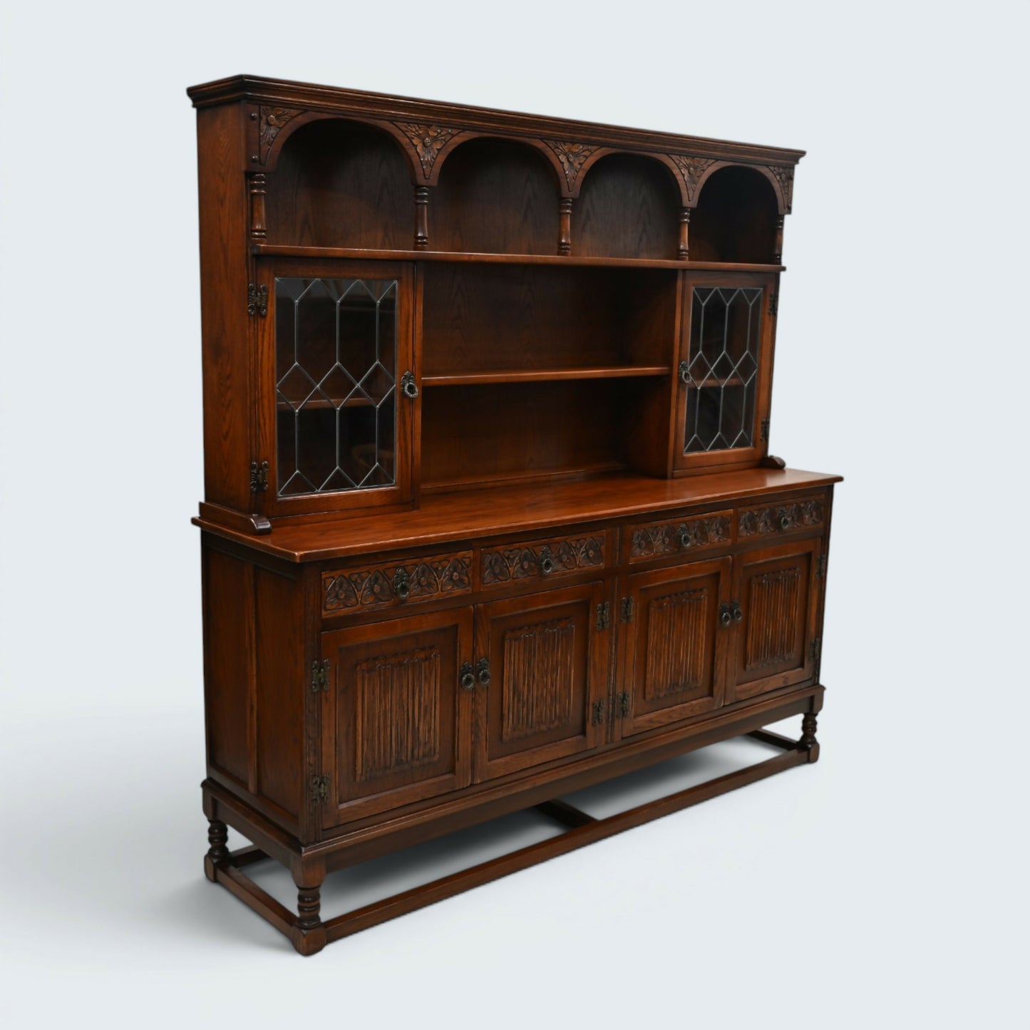 Old Charm Oak Dresser In Tudor Brown 6ft Wide Sideboard Display FREE Delivery*