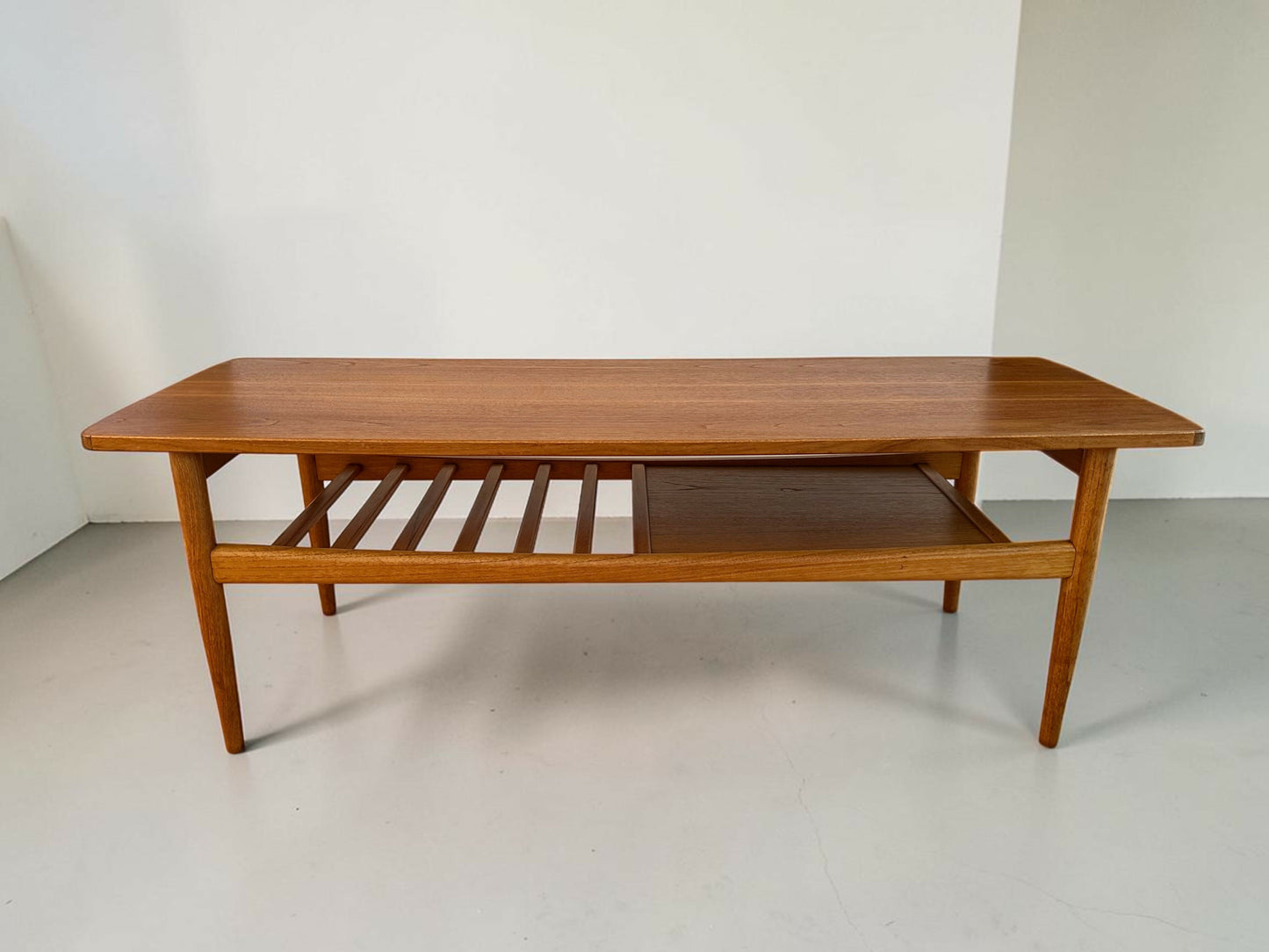 Mid Century Teak Coffee Table With Under Tier Shelf