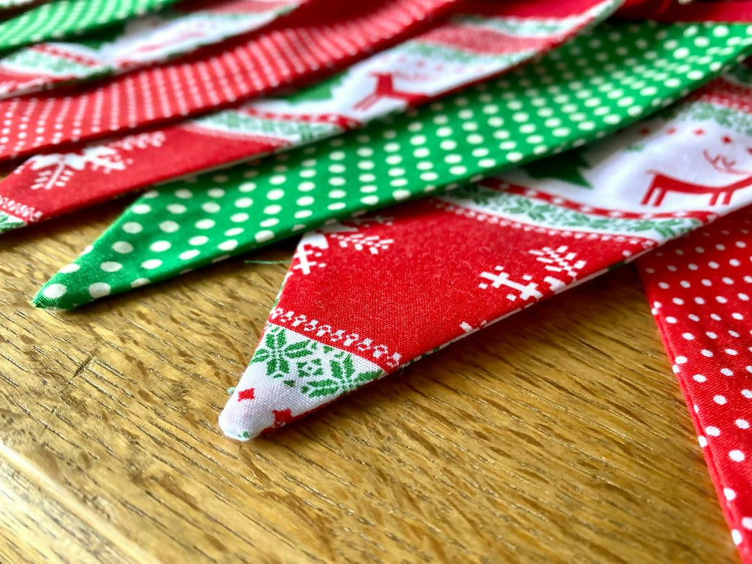 Handmade Christmas Bunting (Red & Green Nordic Style)