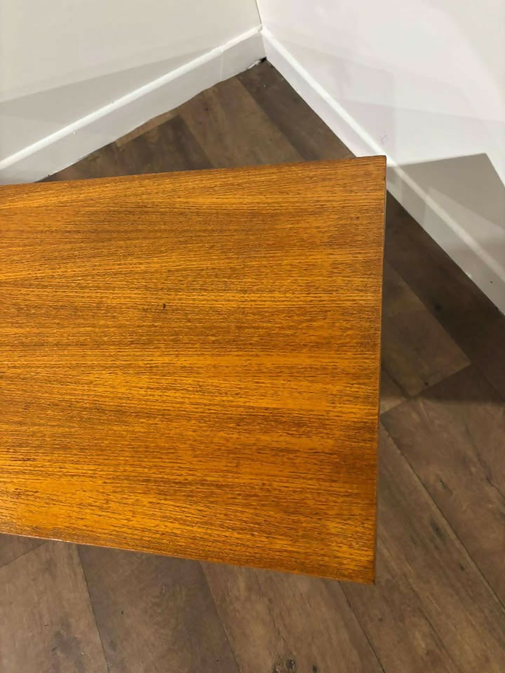 Mid Century Teak Coffee Table with Chrome Effect Legs