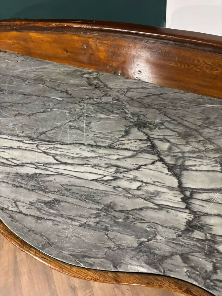 Victorian Mahogany Serpentine Front Console Table With Marble Topn