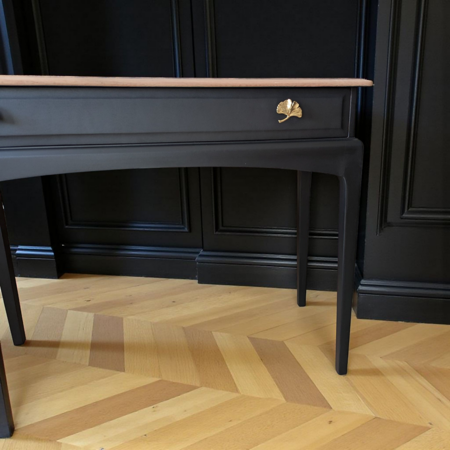 Vintage Stag minstrel black console table, spray painted desk, upcycled dressing table