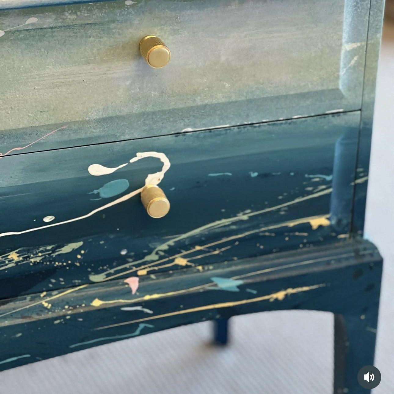 ** This Item is Sold ** Hand-Painted Stag Sideboard with Captivating Sea Scene