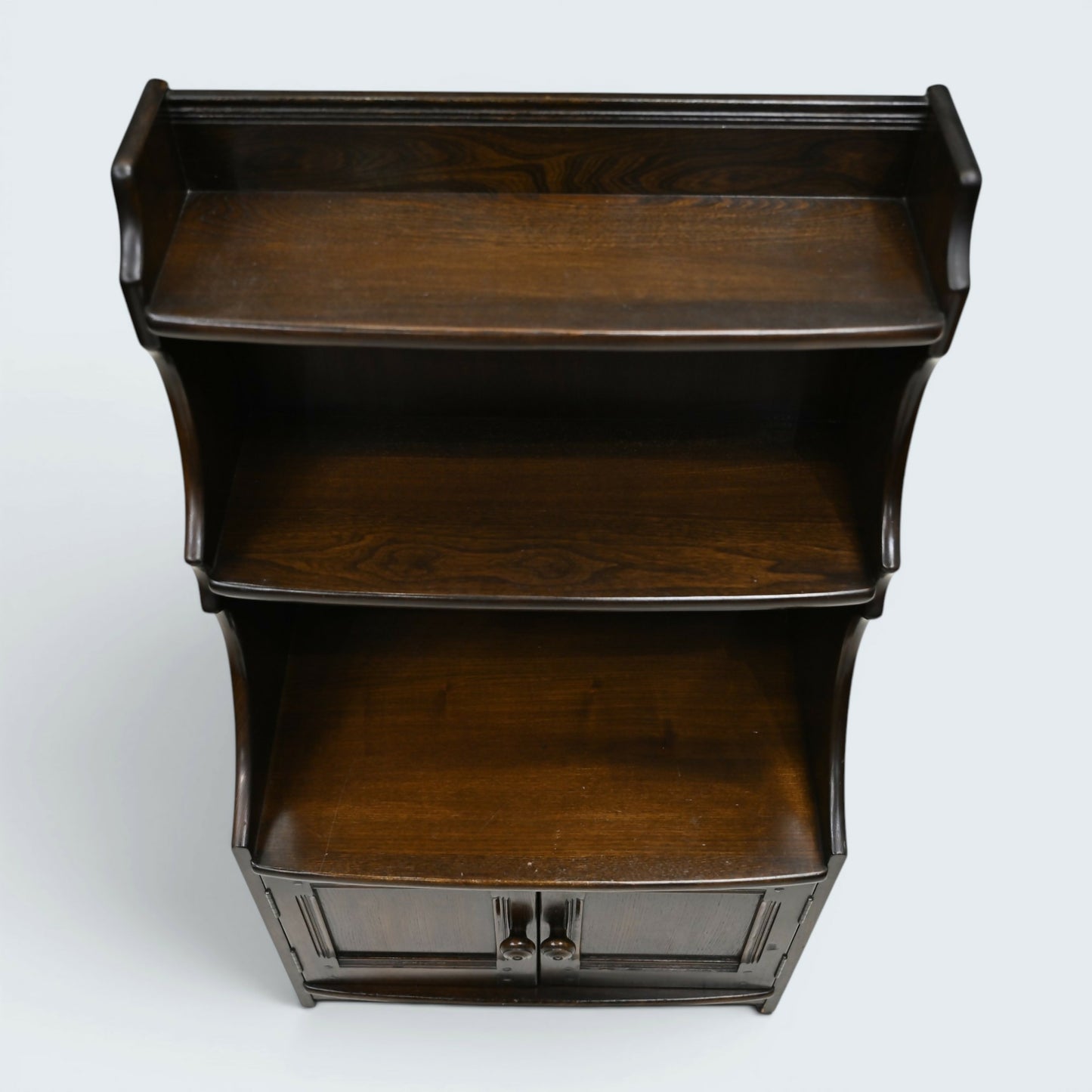 Ercol Old Colonial Waterfall Bookcase 2 Shelves Dark Finish FREE UK Delivery