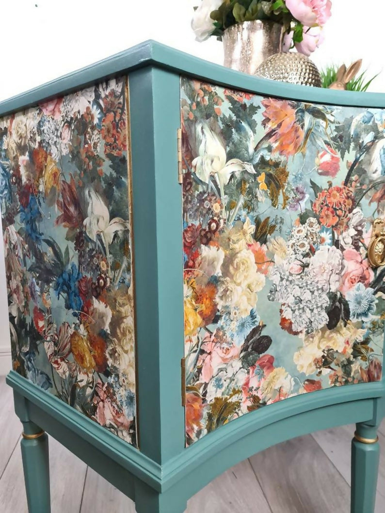 Vintage upcycled strongbow sideboard, teal buffet, drinks cabinet, sideboard
