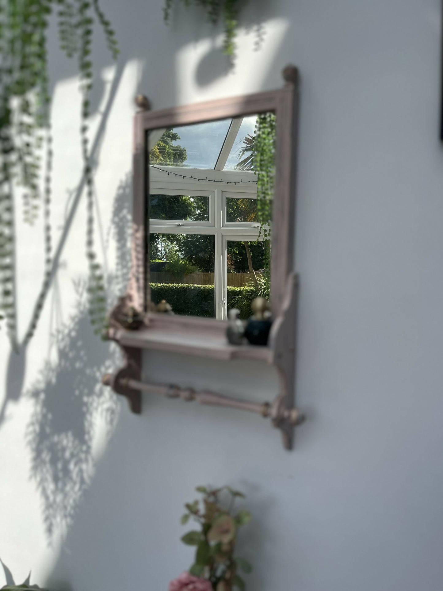 SOLD!! Please don’t order. Vintage Vanity Mirror Shelf with Rail. Bathroom mirror
