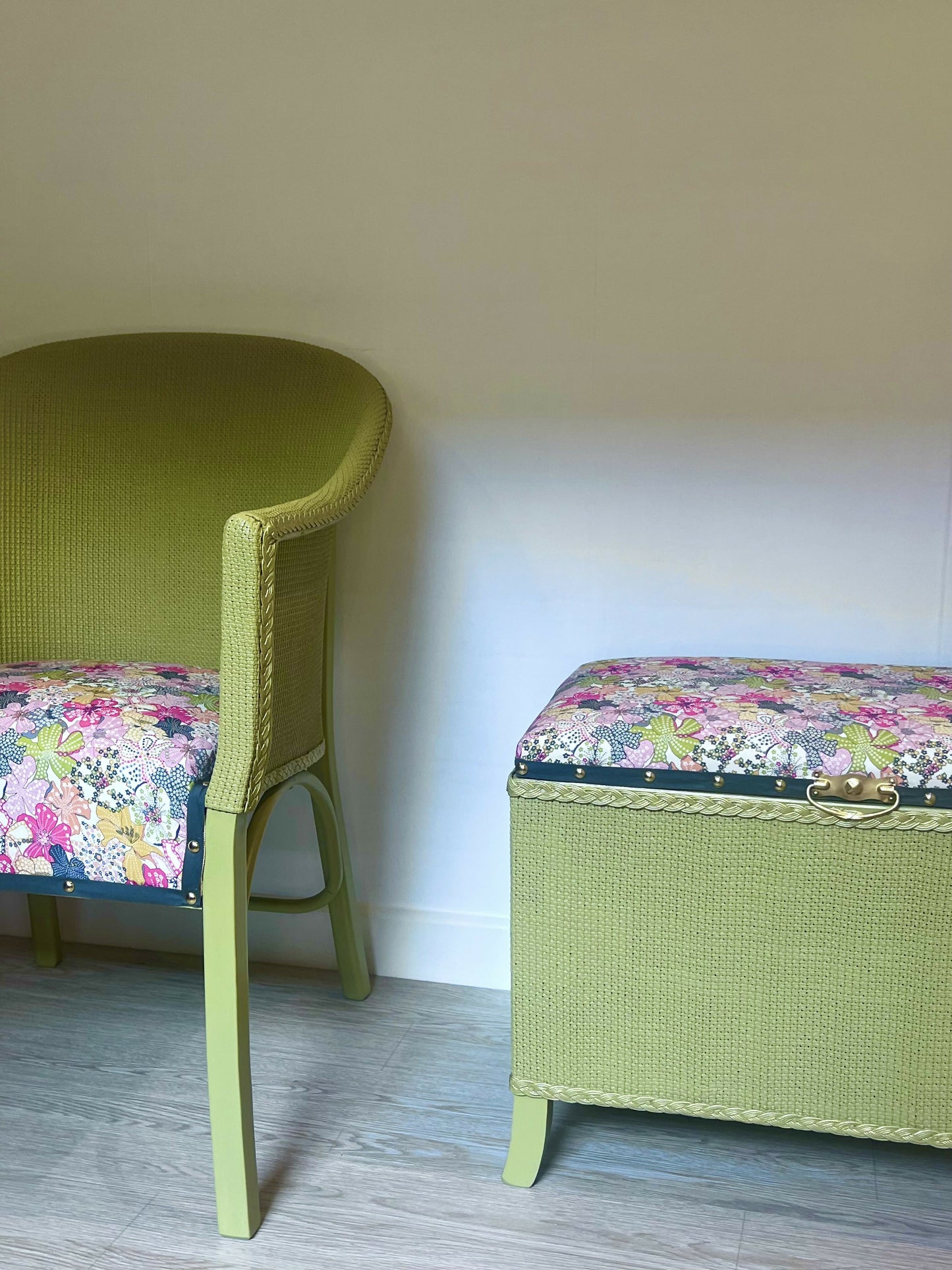 Lloyd Style Loom Wicker Chair and matching Blanket Box