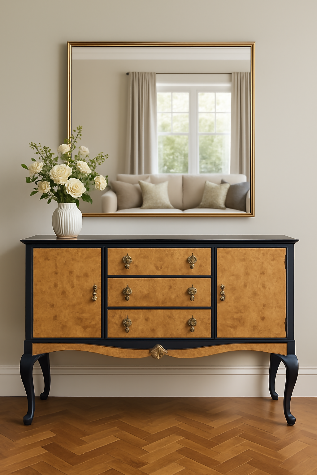 1920’s Burr Walnut Blue sideboard