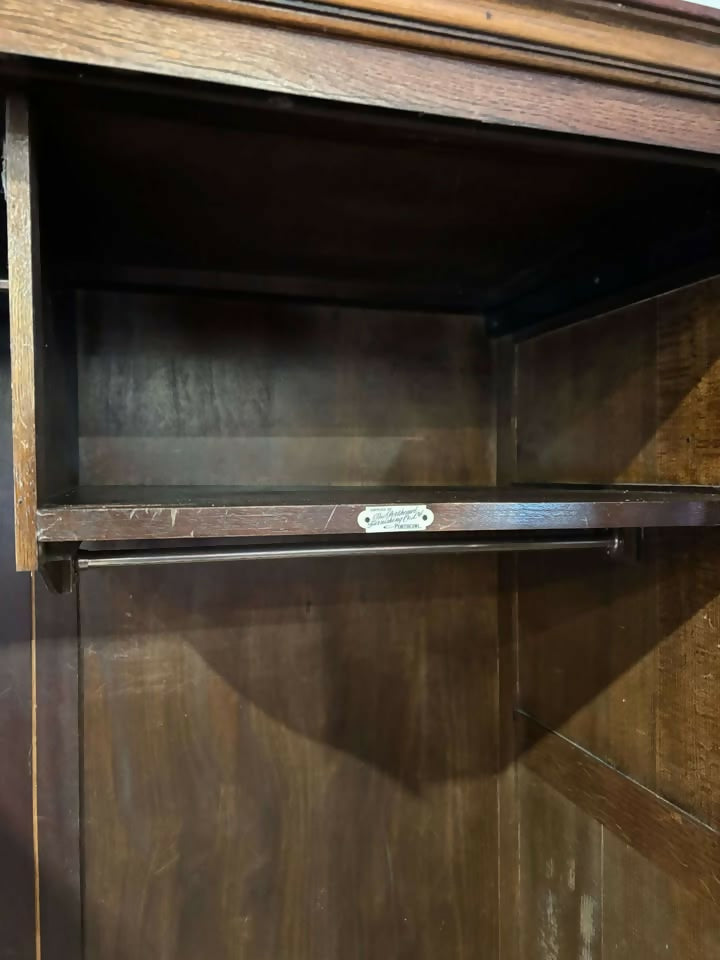 Vintage Oak Priory Double Wardrobe With Linen Fold Design