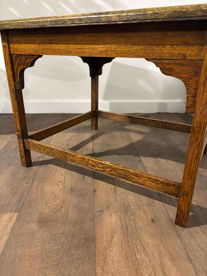 19th Century Oak Occasional Table With Tapestry Top Under Glass